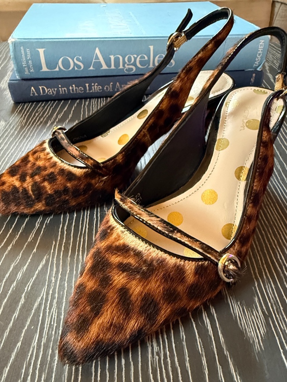 Boden Real Leather Leopard Slingback Heels Sz 38 US 7.5
